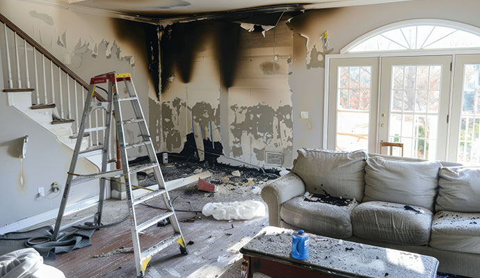 Restored kitchen after fire damage