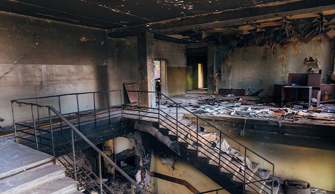 Fire damaged commercial property