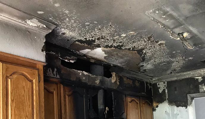 Fire damaged kitchen