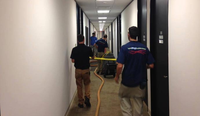 Water damage restoration service in a commercial space
