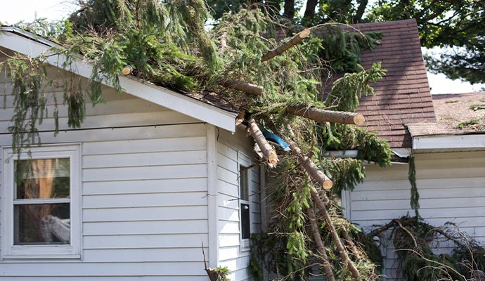 Storm damaged residential house