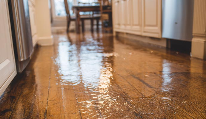 Water damaged wooden floor