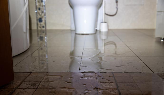Wet bathroom floor